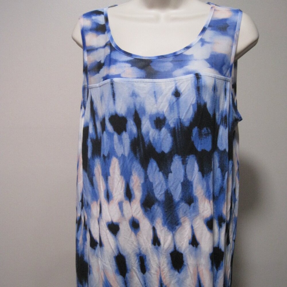 Unbranded Women's Large Blue Black Pink Tie Dye Polyester Rayon Tank Top